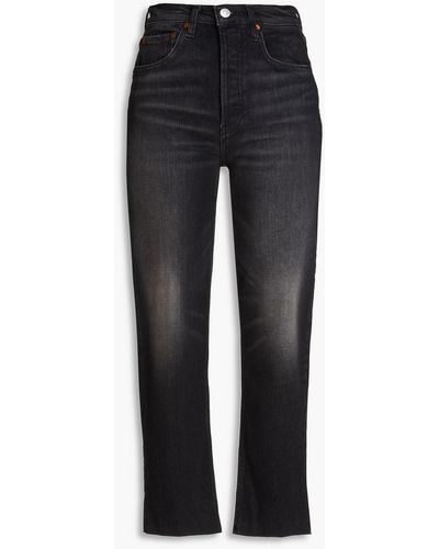 RE/DONE 70s hoch sitzende cropped jeans mit geradem bein in ausgewaschener optik - Schwarz