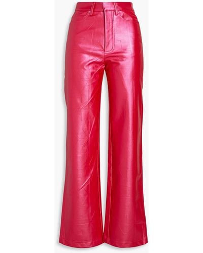 ROTATE BIRGER CHRISTENSEN Faux Leather Straight-leg Trousers - Red