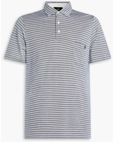 Dunhill Striped Cotton And Silk-blend Jersey Polo Shirt - Grey