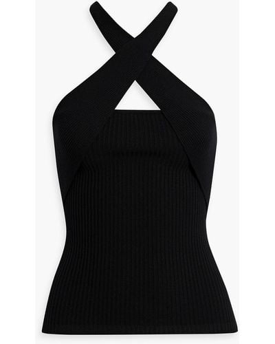 MSGM Ribbed-knit Top - Black