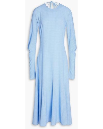 Holzweiler Lisa Flared Gingham Crepe Midi Dress - Blue