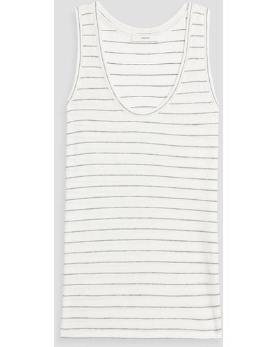 Vince Striped Cotton-jersey Tank - Natural