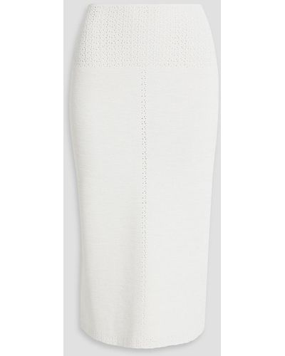 Victoria Beckham Pointelle-knit Midi Skirt - White