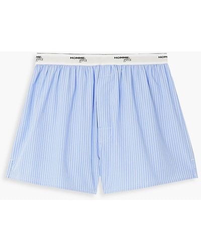 HOMMEGIRLS Pinstriped Cotton-poplin Pajama Shorts - Blue