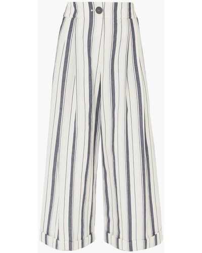 Rejina Pyo Dylan Cropped Striped Cotton-chambray Wide-leg Pants - Multicolour