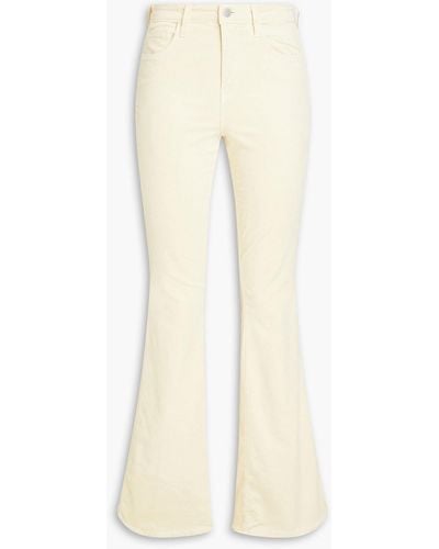 L'Agence Bell Cotton-blend Velvet Flared Pants - Natural