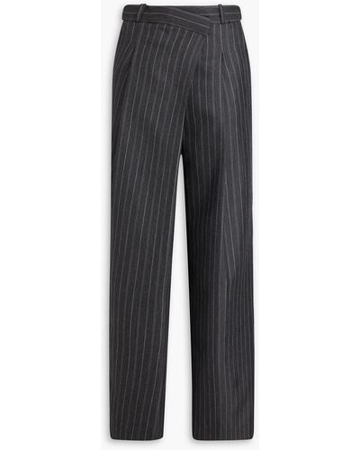 Jonathan Simkhai Tayler Pleated Pinstriped Wool-blend Twill Wide-leg Trousers - Grey