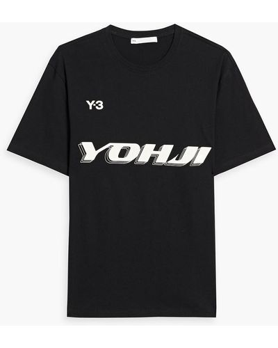 Y-3 Logo-print Cotton-jersey T-shirt - Black