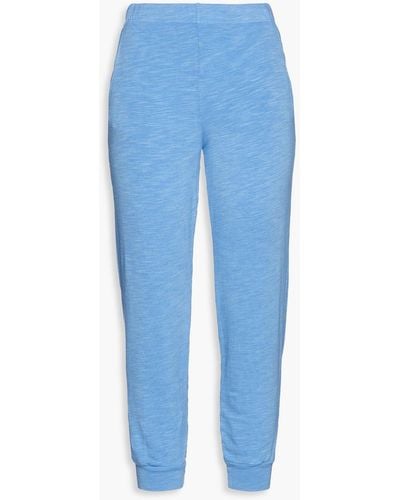 Monrow Cropped French Terry Track Trousers - Blue