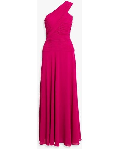 Mikael Aghal One-shoulder Draped Crepe Gown - Pink