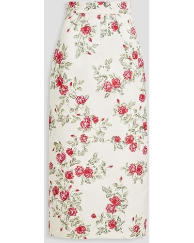 Emilia Wickstead Lorinda Floral-print Satin Midi Skirt - White