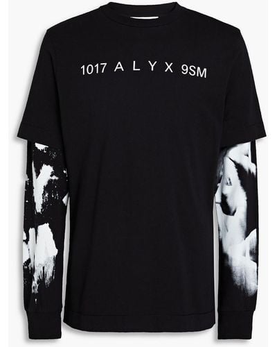 1017 ALYX 9SM Mehrlagiges t-shirt aus baumwoll-jersey mit print - Schwarz