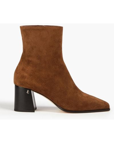 Jimmy Choo Embellished Suede Ankle Boots - Brown