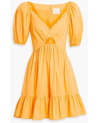 Cinq À Sept Kayla Cutout Cotton-blend Broadcloth Mini Dress - Yellow