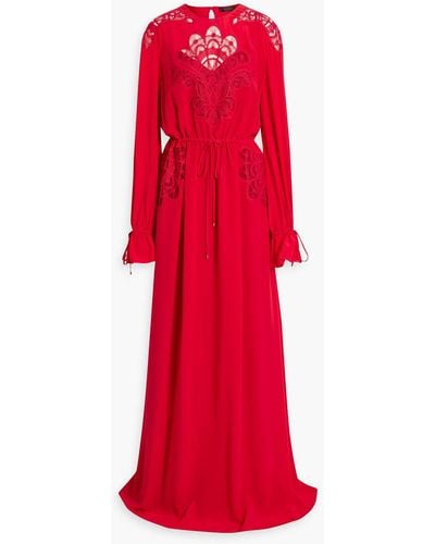 Zuhair Murad Lace-paneled Silk-crepe Gown - Red