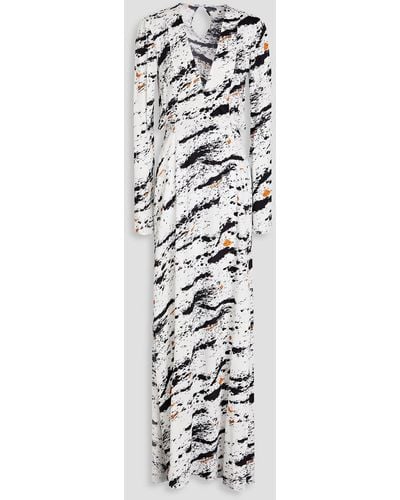 Galvan London Lido Cutout Printed Woven Maxi Dress - White