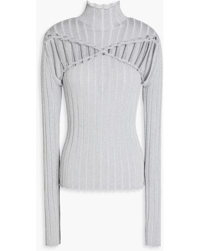 Dion Lee Cutout Mélange Ribbed-knit Top - Grey