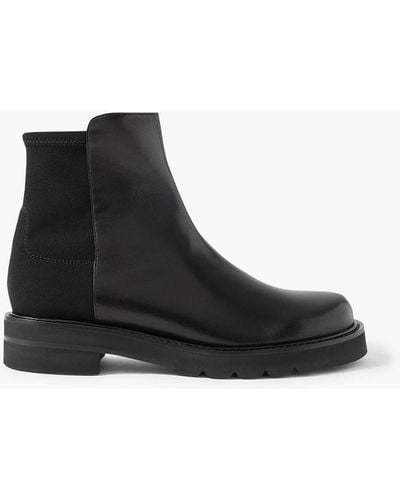Stuart Weitzman Leather And Neoprene Ankle Boots - Black