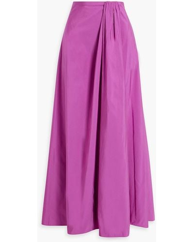 Valentino Garavani Draped Cotton-blend Taffeta Maxi Skirt - Purple