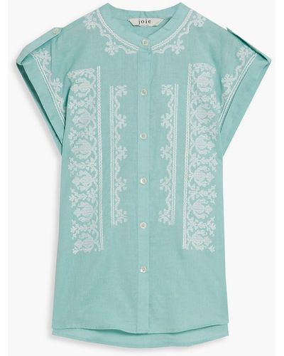 Joie Hemd aus gaze aus einer baumwollmischung mit stickereien - Blau