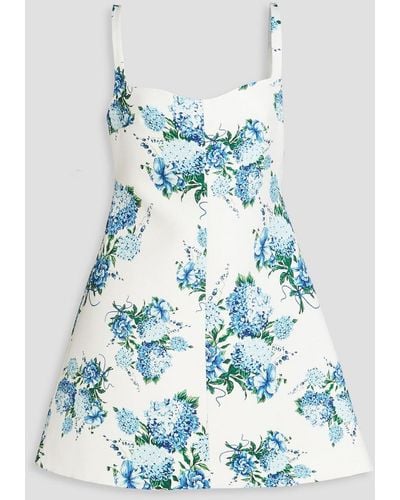 Emilia Wickstead Floral-print Faille Mini Dress - Blue