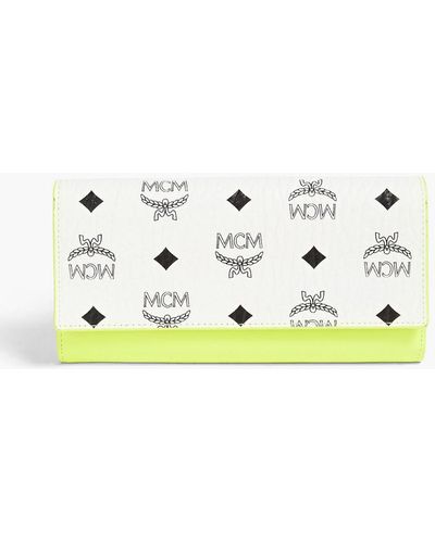 MCM Neon Logo-print Faux Textured-leather Wallet - Yellow