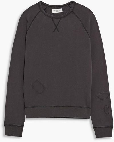 Officine Generale Clement Distressed French Cotton-terry Sweatshirt - Black