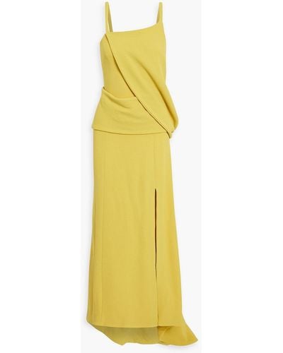 BITE STUDIOS Page Wrap-effect Wool-blend Crepe Gown - Yellow