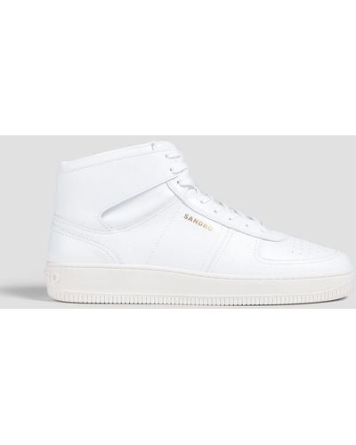 Sandro Perforated Leather High-top Trainers - White