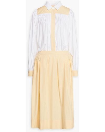 Marni Pleated Cotton-poplin Midi Shirt Dress - Natural