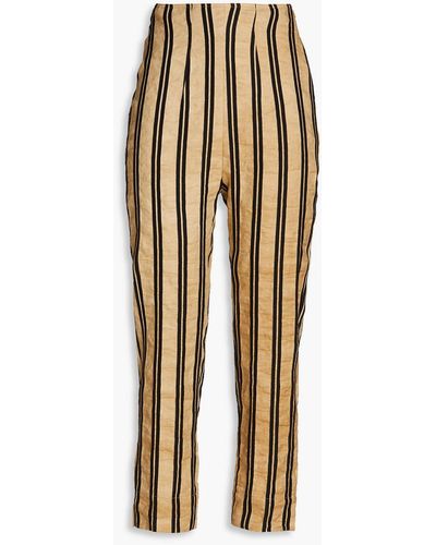 Gentry Portofino Striped Cotton-blend Twill Slim-leg Trousers - Natural