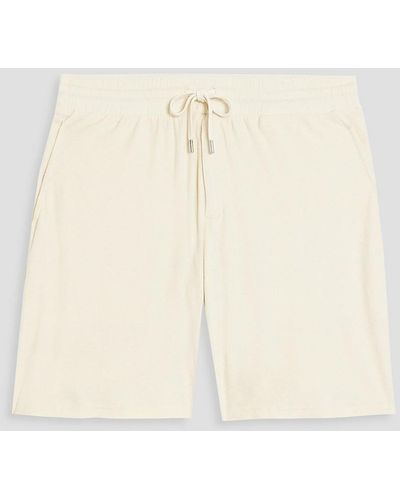 Frescobol Carioca Cotton, Lyocell And Linen-blend Terry Drawstring Shorts - White