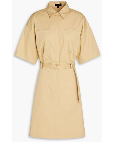 Theory Belted Stretch-cotton Twill Mini Shirt Dress - Natural