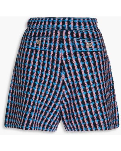 Sandro Button-detailed Bouclé-tweed Shorts - Blue