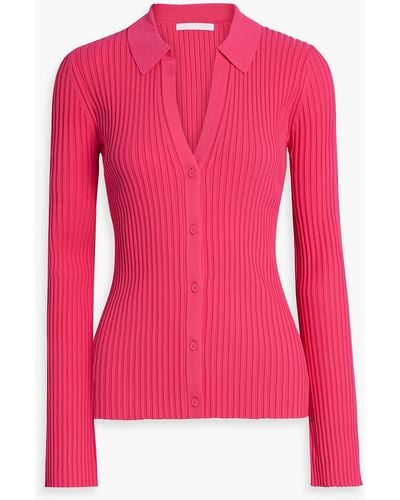 Helmut Lang Ribbed-knit Cardigan - Pink