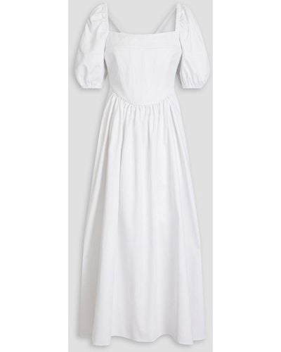 Rosetta Getty Gathered Cotton-twill Midi Dress - White