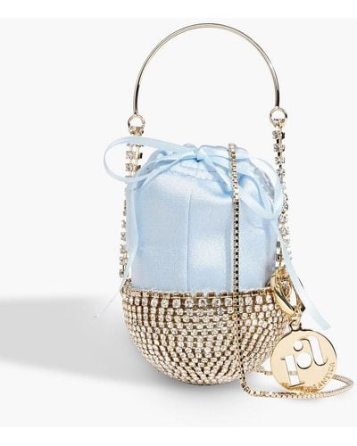 Rosantica Baby Gizlahn Crystal-embellished Satin Bucket Bag - Blue