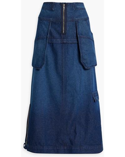 EB DENIM Smoke Convertible Denim Midi Skirt - Blue