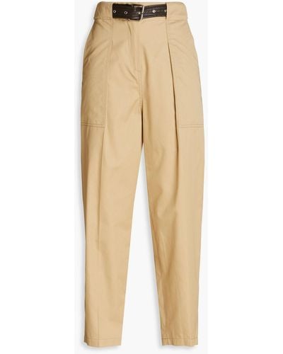 LVIR Cropped Belted Cotton-twill Tapered Trousers - Natural