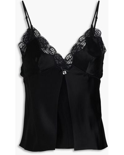 T By Alexander Wang Lace-trimmed Silk-satin Camisole - Black