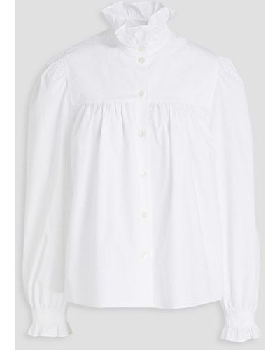 Boutique Moschino Bluse aus popeline aus stretch-baumwolle mit rüschen - Weiß