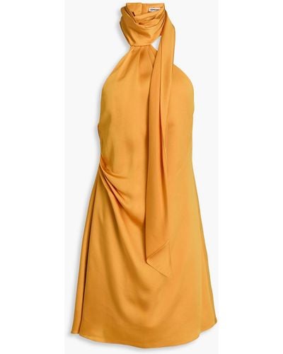 Jonathan Simkhai Jade Draped Satin-crepe Halterneck Mini Dress - Orange
