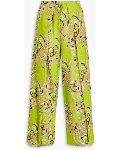 Emilio Pucci Printed Cotton-blend Wide-leg Pants - Yellow