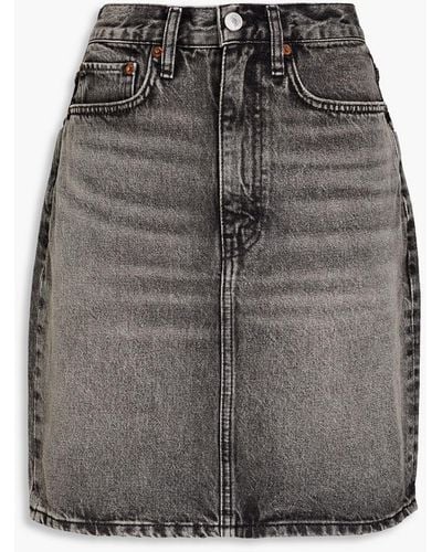 RE/DONE Faded Denim Mini Pencil Skirt - Grey