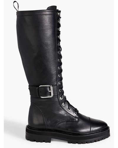 IRO Beska Lace-up Leather Knee Boots - Black