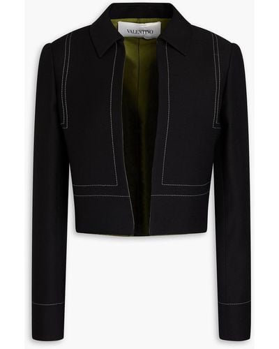 Valentino Garavani Wool And Silk-blend Crepe Jacket - Black
