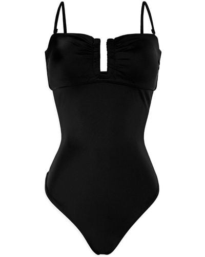 Onia Pauline Cutout Gathered Swimsuit - Black