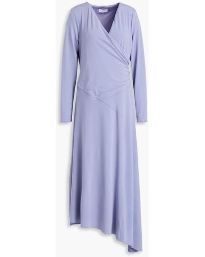 Halston Lyla Wrap-effect Jersey Midi Dress - Blue