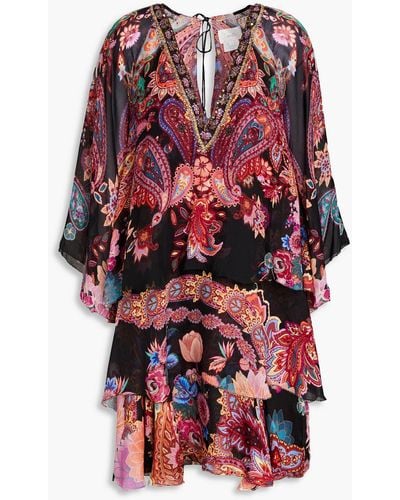 Camilla Tiered Printed Silk-chiffon Mini Dress
