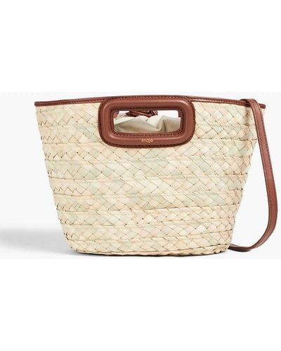 Maje Leather-trimmed Straw Tote - Natural
